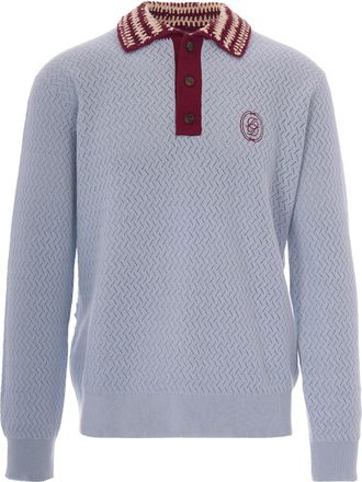 Dr&ocirc;le de Monsieur Textured Knit Polo Shirt with Contrasting Details