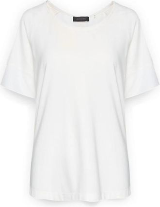 Elena Miro T-shirt met knopen op de rug - Dames - T-shirts - Wit - S - Nylon - Tops