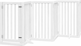 vidaXL Dog Gate with Door Foldable 12 Panels White 600 cm Poplar Wood vidaXL