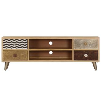 Berkfield Home TV Cabinet 120x30x40 cm Solid Mango Wood in Light Tan | Size: 120 x 30 x 40 cm