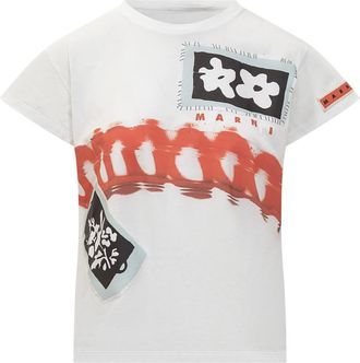 Marni White Graphic Print Crew Neck T-Shirt