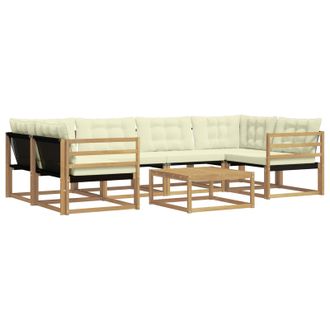 vidaXL Conjunto De Sof&aacute;s De Exterior 7 Pcs Blanco Y Crema Vidaxl