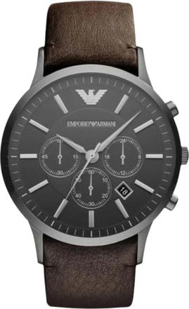 Emporio Armani Accessoires, Heren, Bruin, ONE Size, Leer, Ar 2462 Chronograaf Horloge