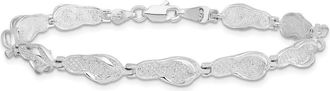 Diamond2Deal Sterling Silver Rhodium-plated Polished Flip-flop Bracelet