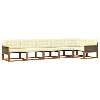 vidaXL Conjunto De Sof&aacute;s De Exterior Con Coj&iacute;n 6 Pcs Natural Y Crema Vidaxl