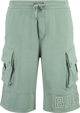 Balmain Stijlvolle Korte Denim Jeans - Heren - Korte Broeken - Groen - S - Denim - Korte Broeken