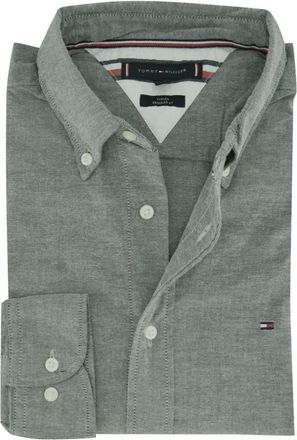 Tommy Hilfiger Overhemden, Heren, Groen, L, Katoen, 1985 Flex Oxford Shirt