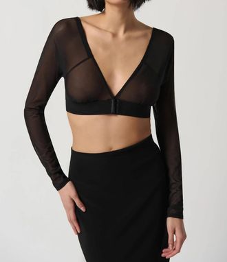 Joseph Ribkoff Mesh Long Sleeve Bralette In Black