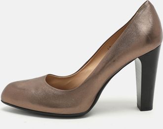 Tod's Tods Metallic Leather Block Heel Pumps