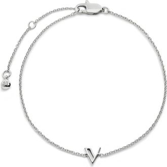 Monica Vinader Initial Pendant Bracelet in Sterling Silver V at Nordstrom