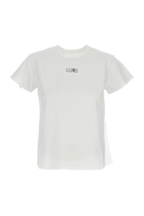 Maison Margiela Crewneck T-Shirt with Logo Detail and Ribbed Trim