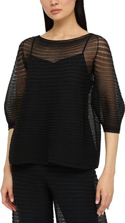 Lafayette 148 New York Harmonica Pleat Stitch Raglan Silk Blouse