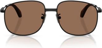 Moncler Fennix 56mm Pilot Sunglsses in Black /Solid Brown at Nordstrom