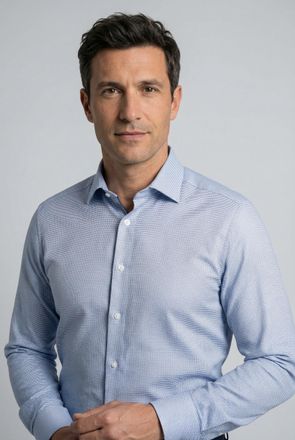 Olymp Businesshemd OLYMP Level Five body fit, Herren, Gr. 37, N-Gr, blau (bleu), Web, Obermaterial: 97% Baumwolle, 3% Elastolefin, gemustert, 2-Knopf-Mansch