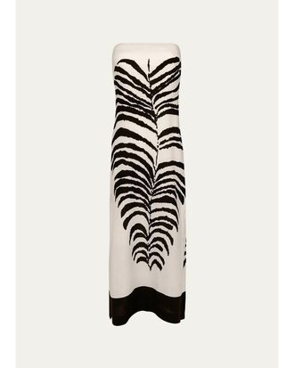 Vix Penelope Leaf-Print Linen-Blend Midi Dress