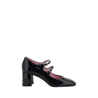 Carel Black Calf Leather Bos Taurus Mid Heel Womens Pumps
