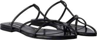 Jil Sander Womens Leather Strappy Sandal Black Goatskin