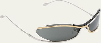 Gucci Two-Tone Zinc Alloy Oval Sunglasses