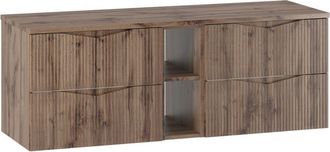 Petits Meubles Mueble bajo lavabo 2 compartimientos encimera estratificado marr&oacute;n