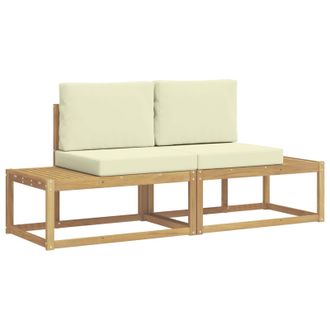 vidaXL Conjunto De Sof&aacute;s De Exterior 2 Pcs Blanco Y Crema Poli&eacute;ster Vidaxl