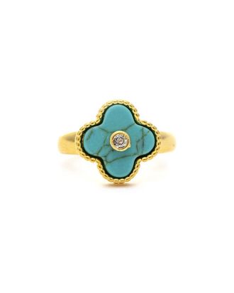 Rivka Friedman 14K Plated Turquoise Flower Ring