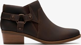 Clarks Womens Danyelle Gema Taupe Oily Leather Boots - Brown - Size 5.5 Wide Fit (UK Shoe)