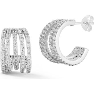Glaze Jewelry Cubic Zirconia Pav&eacute; Cage Hoop Earrings in Silver at Nordstrom Rack