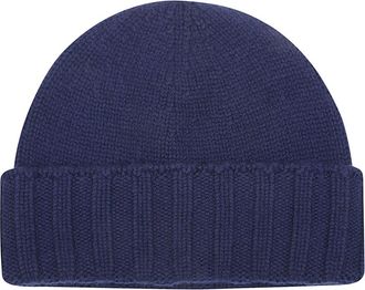 Drumohr Cashmere Beanie - Heren - Hoeden - Blauw - 46 CM - Kasjmier - Accessoires