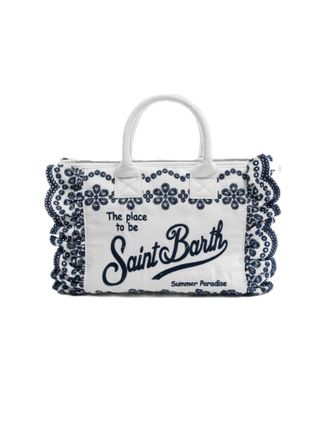 MC2 Saint Barth Rectangular Tote Bag with Floral Embroidery