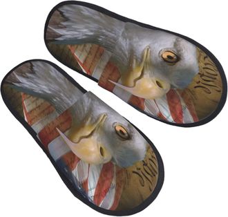 Generic Women Men Slippers Bald Eagle House Slippers Deluxe Bedroom Slipper Plush Fleece Lined Indoor Shoes For Outdoor Indoor Travel M