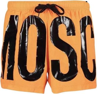 Moschino Heren Polyester Zwemshort met Logo (Licht Oranje)