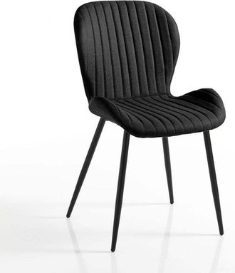 Oresteluchetta Juego De 4 Sillas De Comedor En Tejido Acolchado Y Metal Arles - Negro