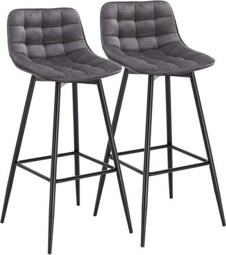 Woltu Woltu - 2x Taburete De Bar Con Respaldo Paquete De 2 Marco De Metal Muebles Cocina Asiento De Cuero Sint&eacute;tico Taburete Alto Cocina Sillas Alta Bar Coc