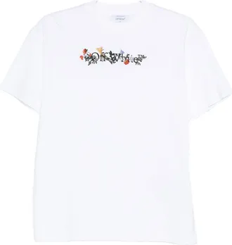 Off-white Bookish Flowers Cotton T Shirt