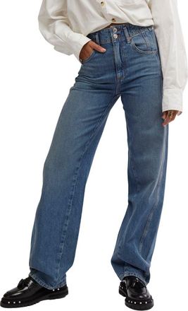 Free People Aster Seamed Relaxed Straight Leg Jeans in Swarm at Nordstrom Rack, Size 24