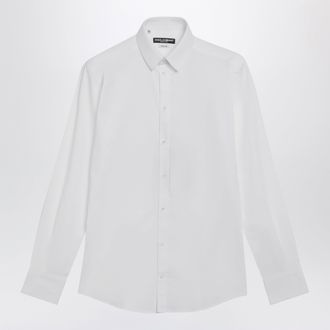 Dolce & Gabbana White stretch poplin gold shirt
