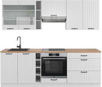 Vicco Mueble De Cocina Fame-line, Casa De Campo Blanca/blanca, 235 Cm, Et Roble