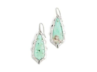 Kendra Scott Adriana Scallop Frame Drop Womens Earrings Earring Silver Sea Green Chrysocolla, Brass