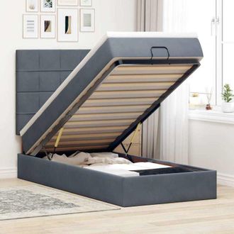 vidaXL Estructura Cama Otomana Colchones Terciopelo Gris Oscuro Vidaxl