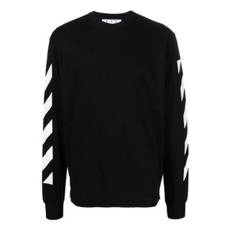 Off-white FW22 Arrow Stripe Printing Round Neck Pullover Long Sleeves Version Black OMAB064C99JER0101001