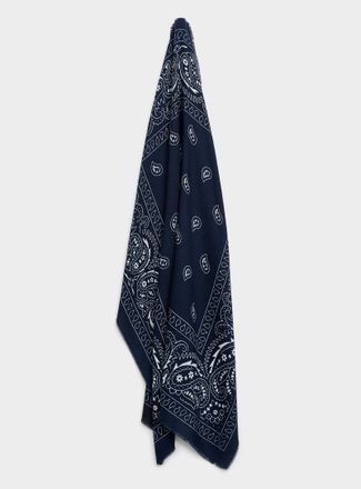 Le 31 Mens Paisley lightweight navy scarf