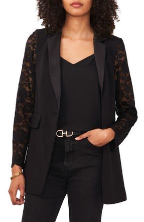 Vince Camuto Lace Sleeve Blazer in Rich Black at Nordstrom, Size 00