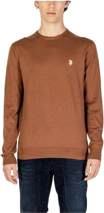 U.S.Polo Association Round Neck Cashmere Cotton Truien - Heren - Ronde hals truien - Bruin - 2XL - Katoen - Truien & Vesten
