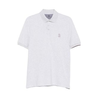 Brunello Cucinelli Piqu&eacute; Poloshirt - Heren - Tops - Grijs - Maat: M Piqu&eacute;