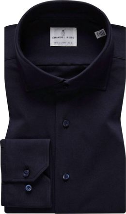 Emanuel Berg Mens Modern 4Flex Stretch Knit Shirt In Navy Solid