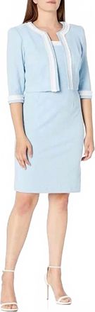 Maya Brooke Ruffle Trim 2 Piece Jacket Dress In Blue