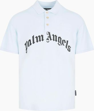 Palm Angels Mens Logo Piquet Polo Blue - Size: 36