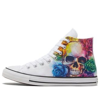 Converse Chuck Taylor All Star High Top Skull and Roses White 169106F
