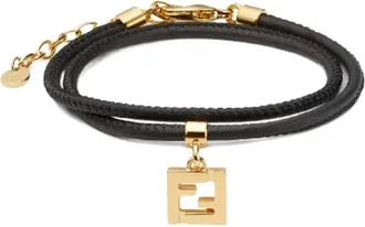 Fendi Bracelets, female, Black, Size: ONE SIZE Forever Leather Bracelet