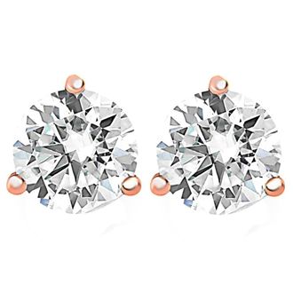 Pompeii3 2 Carat Round Diamond Martini Studs 14K Rose Gold Enhanced